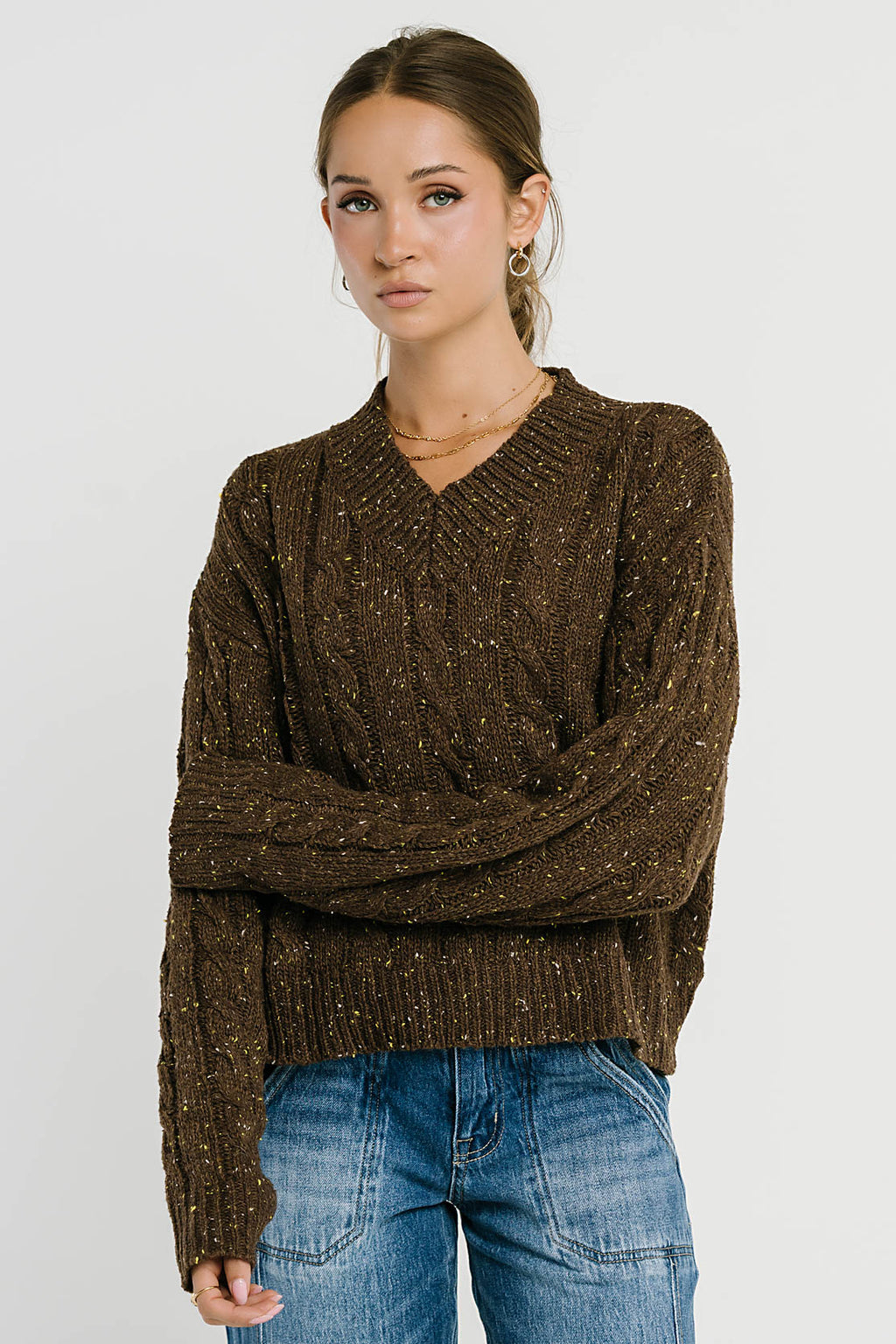 Maxine Speckled Sweater in Brown