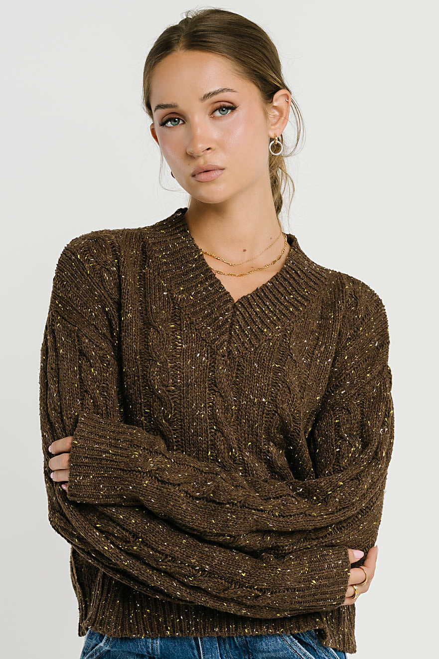 Maxine Speckled Sweater in Brown