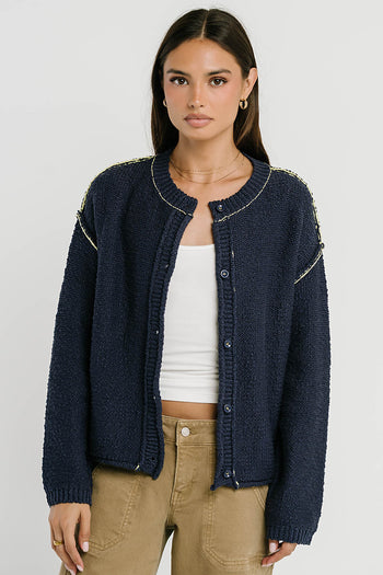 Mindi Contrast Sweater in Navy
