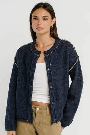 Mindi Contrast Sweater in Navy