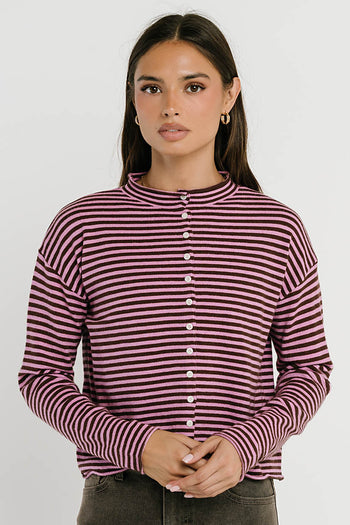 Julianne Striped Cardigan in Pink