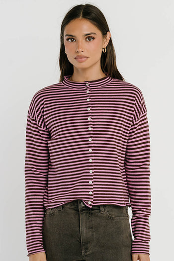 Julianne Striped Cardigan in Pink
