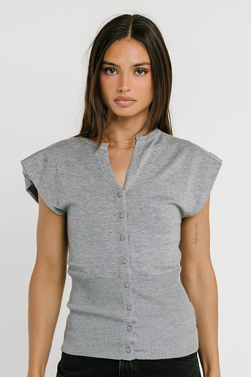 Marco Knit Top in Heather Grey