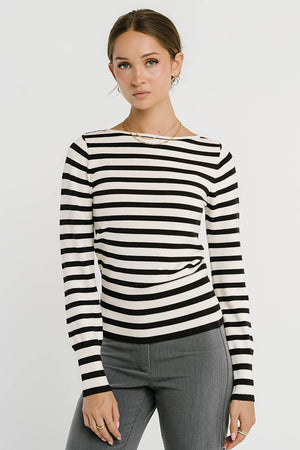 Waldorf Striped Top in Black