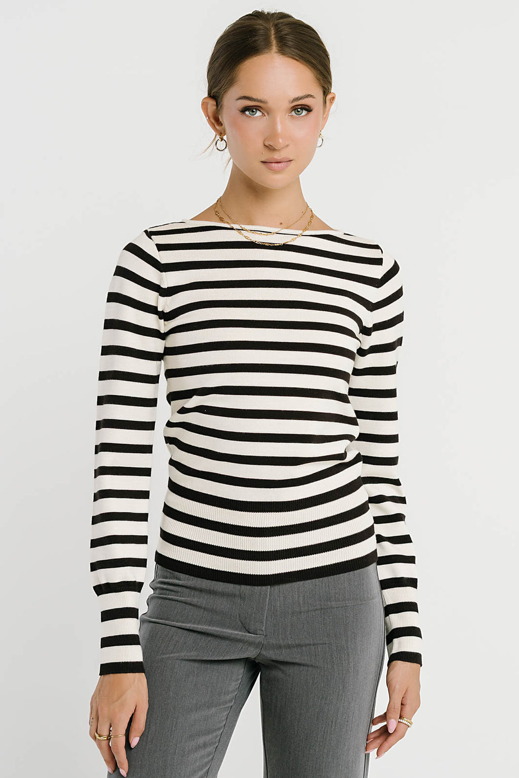 Waldorf Striped Top in Black