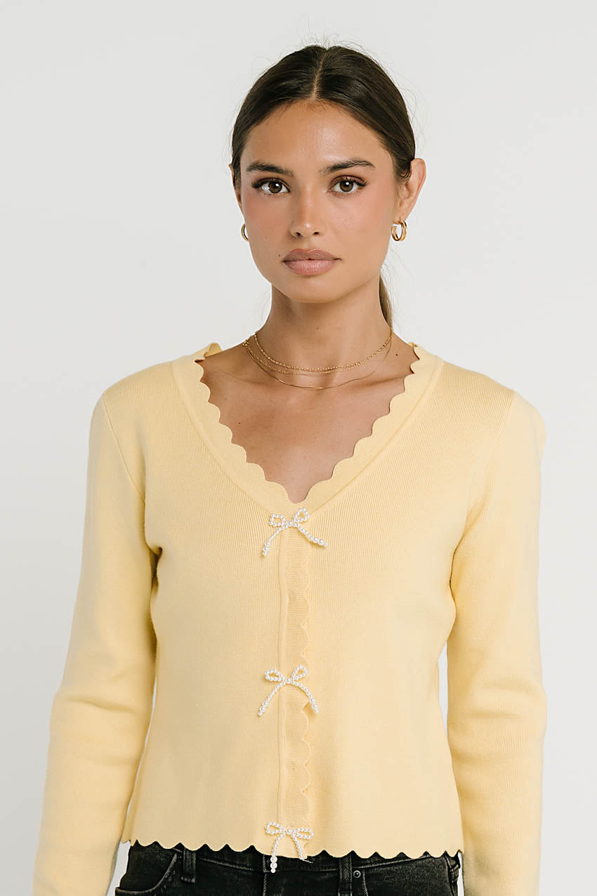 Suzy Scalloped Sweater in Yellow
