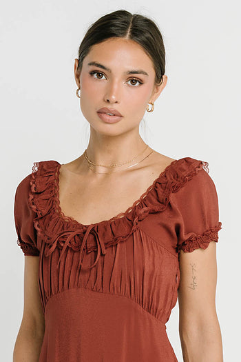 Annelise Maxi Dress in Red-Brown