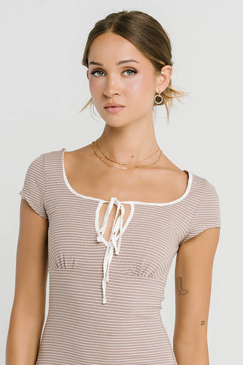 Deana Striped Maxi Dress in Mocha