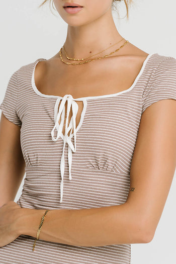 Deana Striped Maxi Dress in Mocha