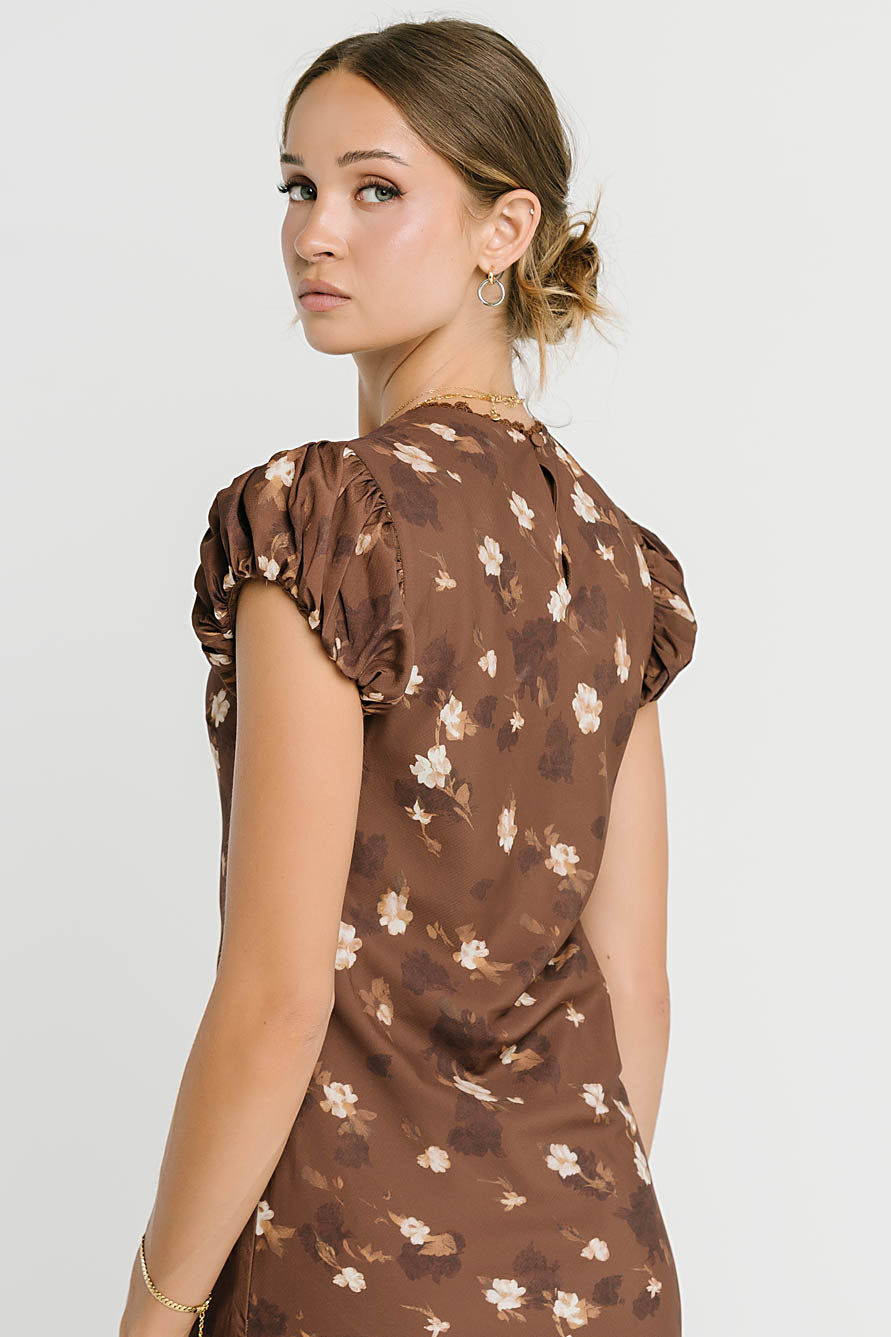 Ellianna Floral Maxi Dress in Brown