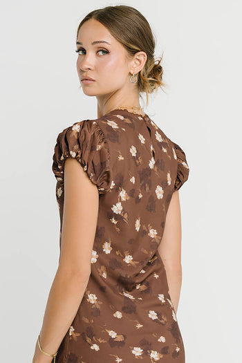 Ellianna Floral Maxi Dress in Brown