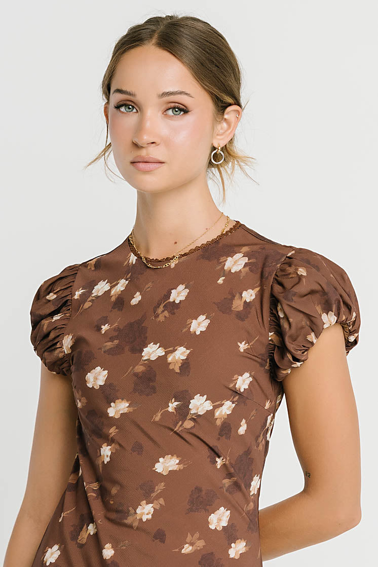 Ellianna Floral Maxi Dress in Brown