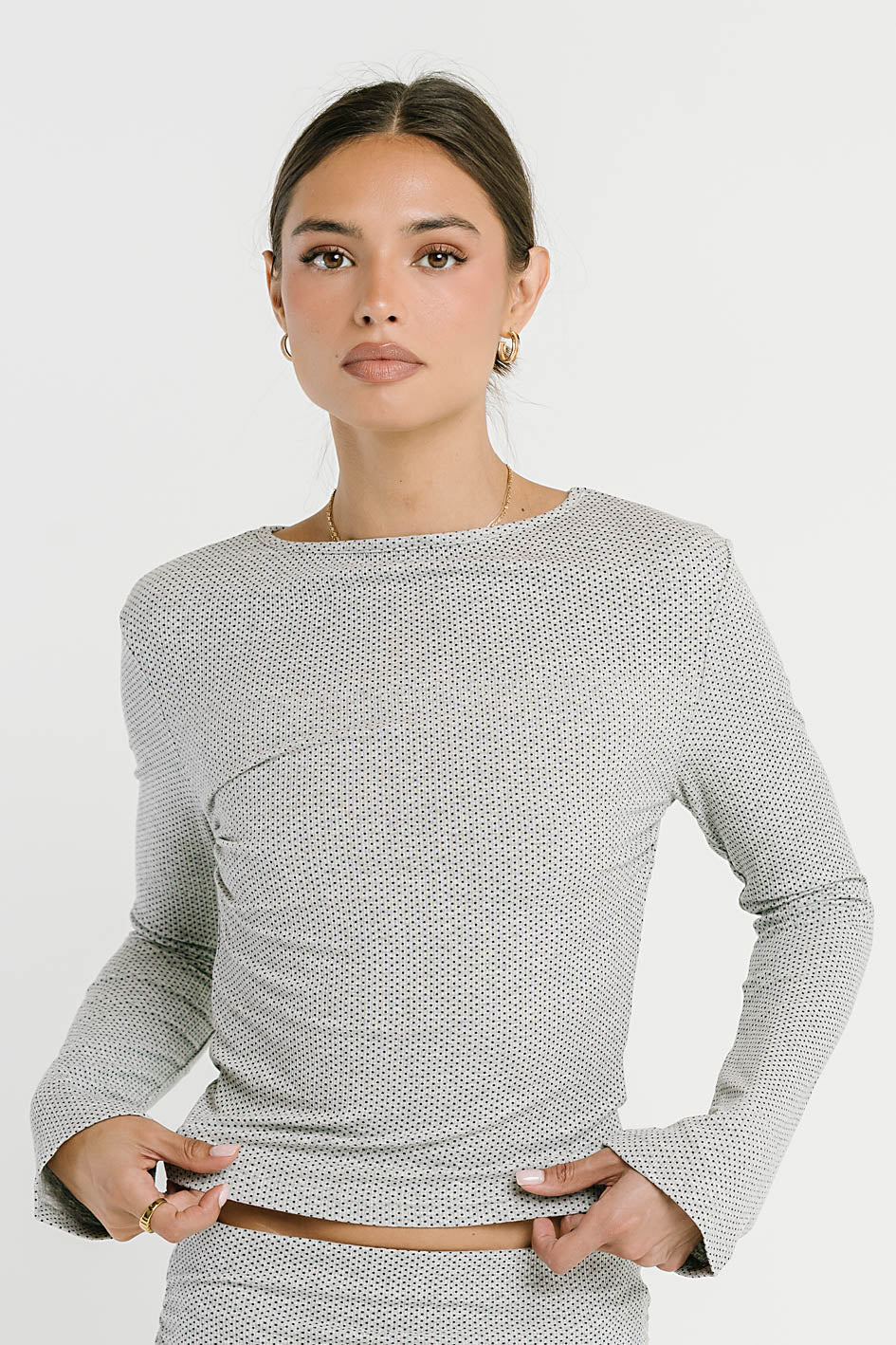 Bonnie Polka Dot Top in Grey