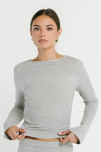 Bonnie Polka Dot Top in Grey