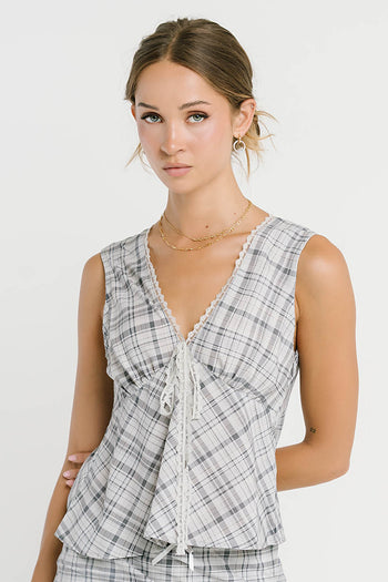 Jenna Plaid Blouse in Blue