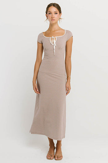 Deana Striped Maxi Dress in Mocha