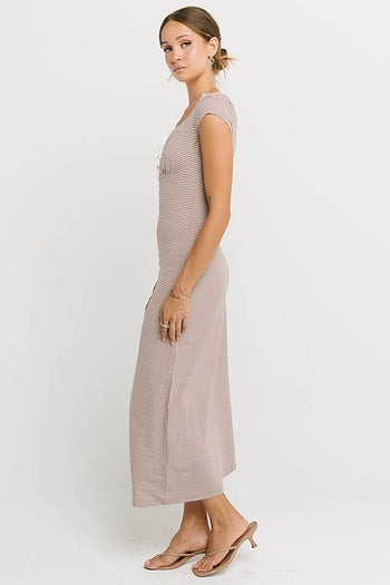 Deana Striped Maxi Dress in Mocha