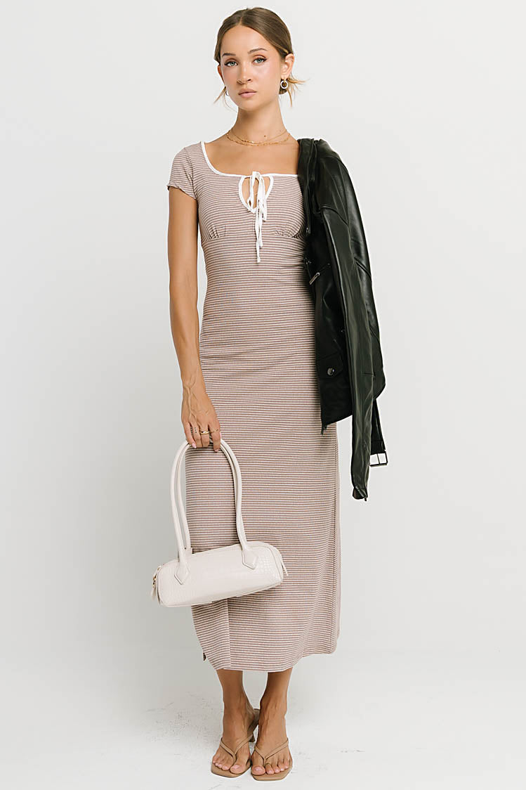 Deana Striped Maxi Dress in Mocha