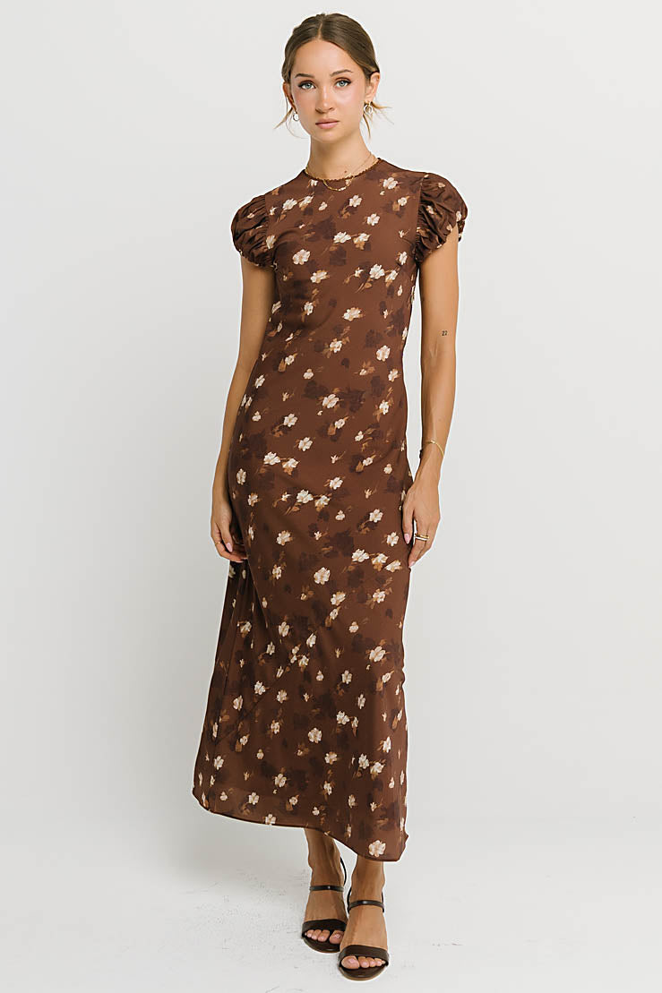 Ellianna Floral Maxi Dress in Brown