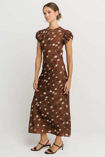 Ellianna Floral Maxi Dress in Brown