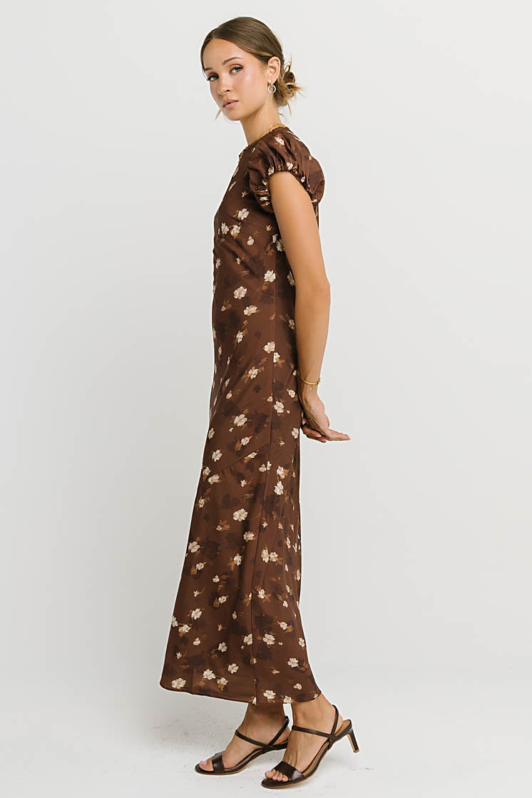 Ellianna Floral Maxi Dress in Brown