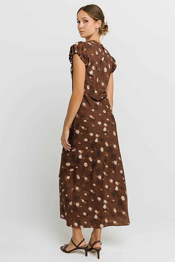 Ellianna Floral Maxi Dress in Brown