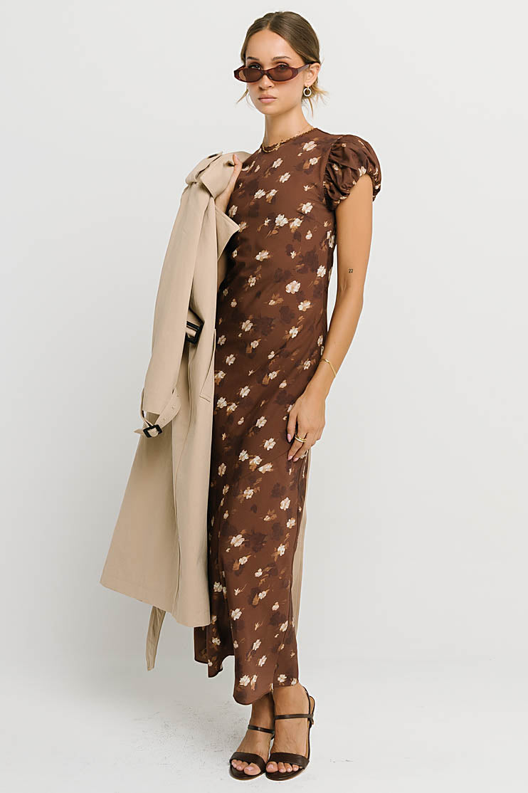 Ellianna Floral Maxi Dress in Brown