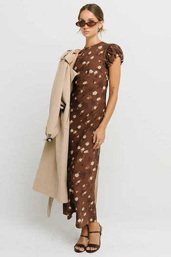 Ellianna Floral Maxi Dress in Brown