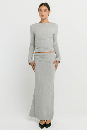 Bonnie Polka Dot Maxi Skirt in Grey