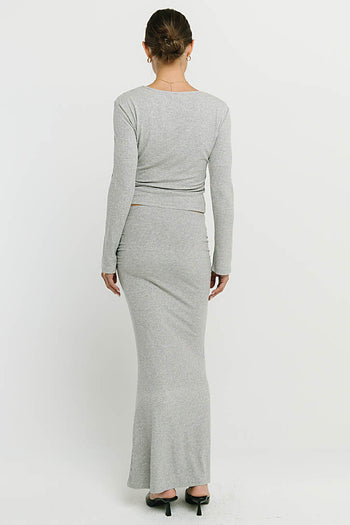 Bonnie Polka Dot Maxi Skirt in Grey