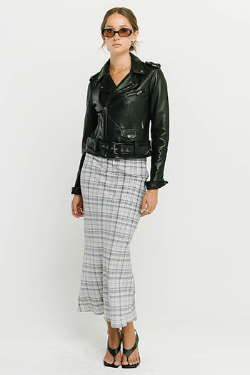 Jenna Plaid Maxi Skirt in Blue