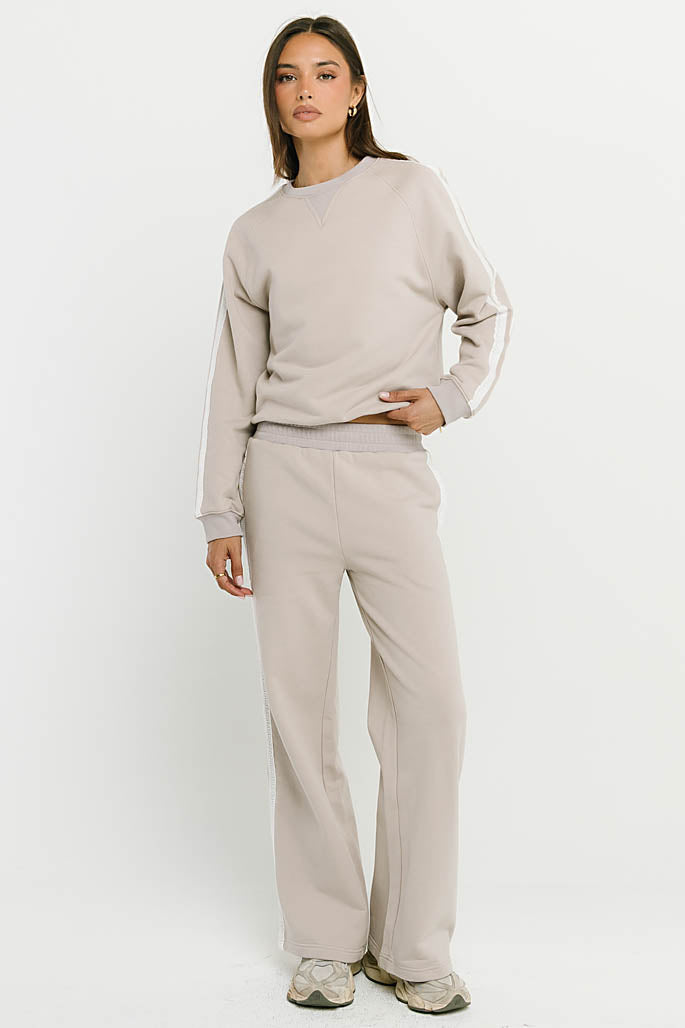 Mickey Wide Leg Jogger in Taupe