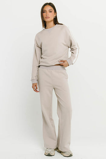 Mickey Wide Leg Jogger in Taupe