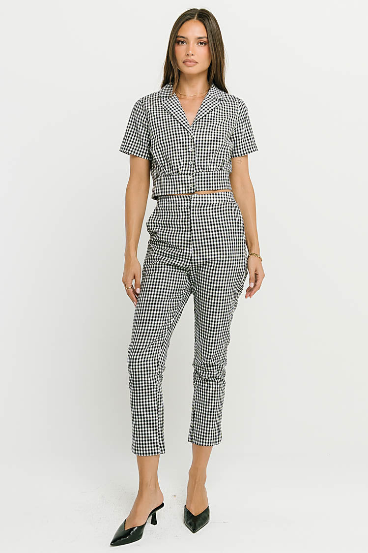 Madie Gingham Button Up in Black