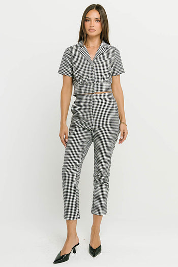 Madie Gingham Button Up in Black