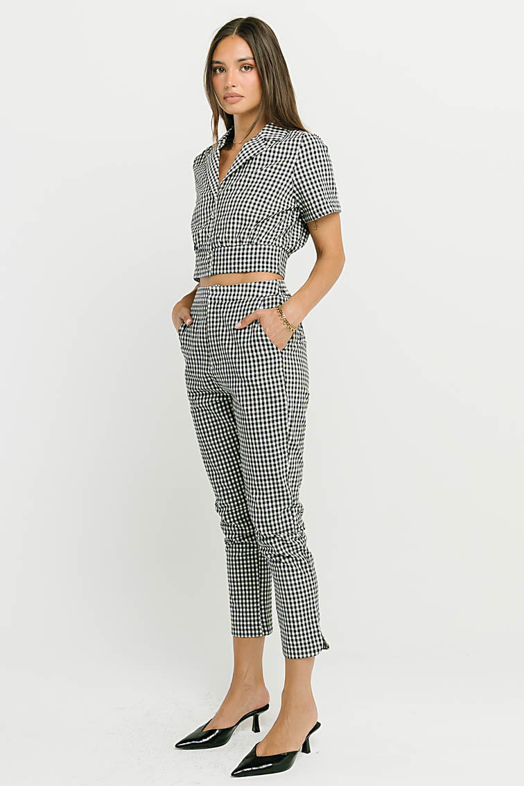 Madie Gingham Button Up in Black