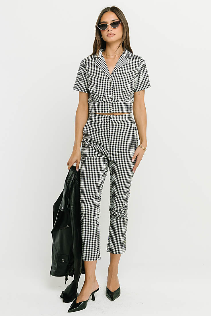 Madie Gingham Button Up in Black