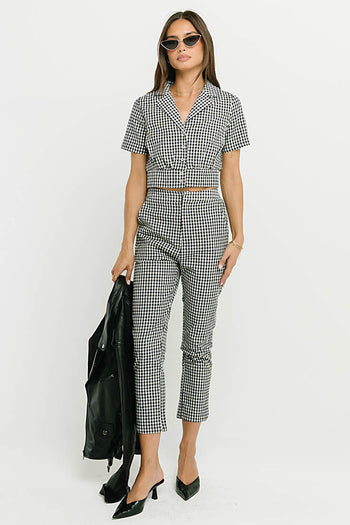 Madie Gingham Button Up in Black