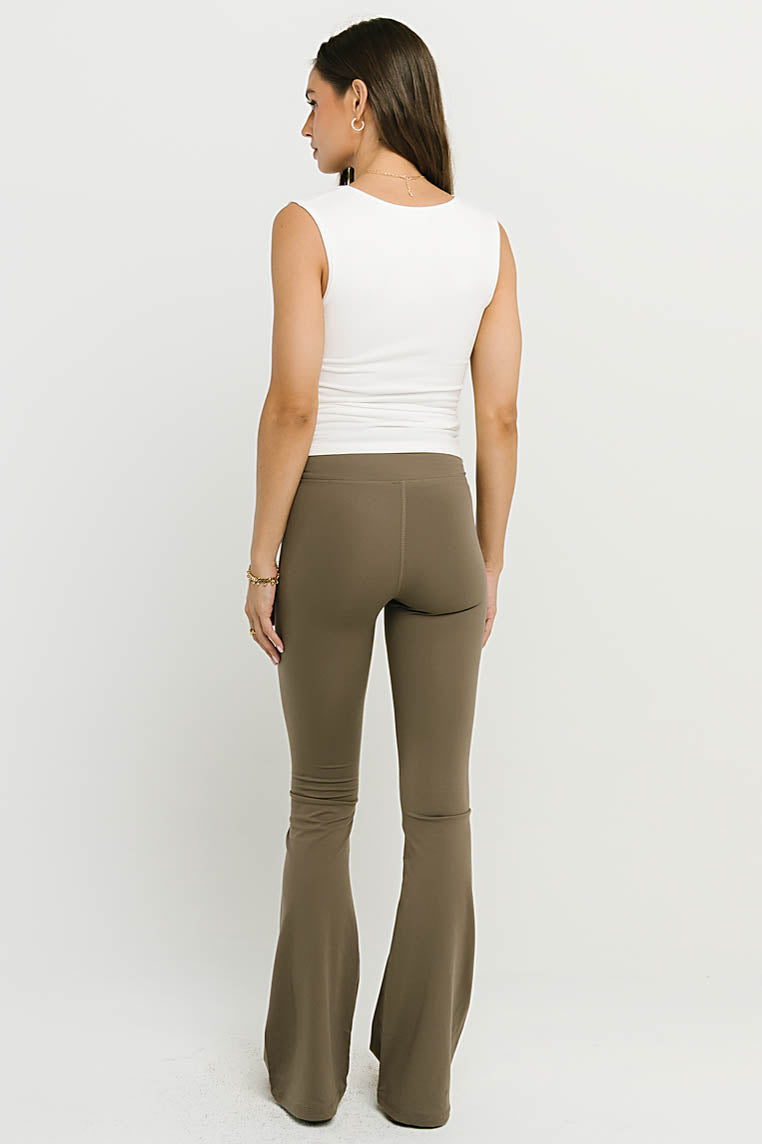 Bella Crossover Flare Leggings in Mocha