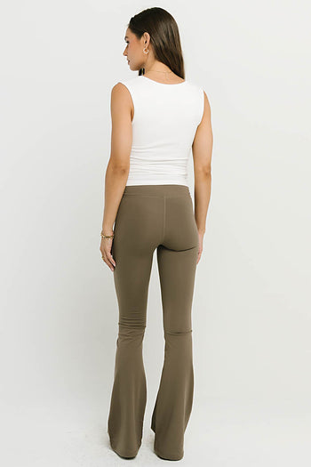 Bella Crossover Flare Leggings in Mocha