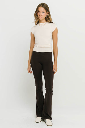Bella Crossover Flare Leggings in Brown