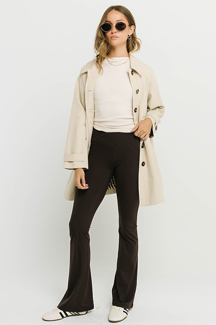 Bella Crossover Flare Leggings in Brown