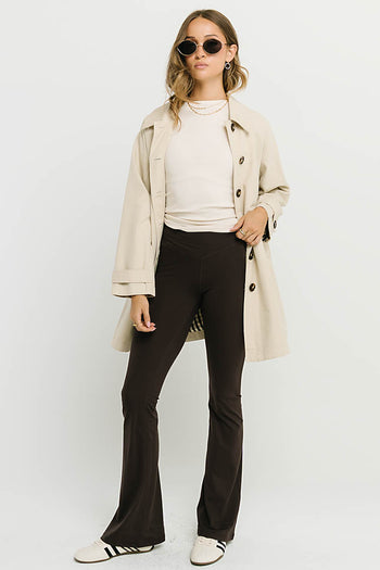Bella Crossover Flare Leggings in Brown