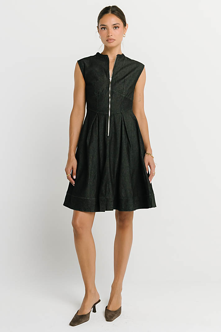 Jacee Denim Dress in Black