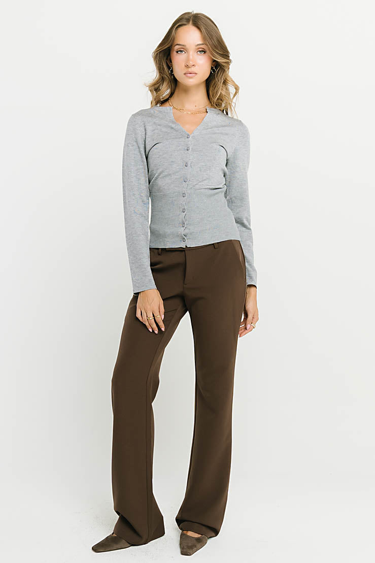 Flora Knit Top in Heather Grey