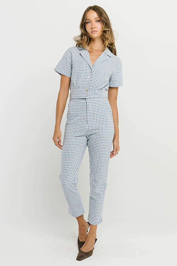 Madie Gingham Pants in Blue