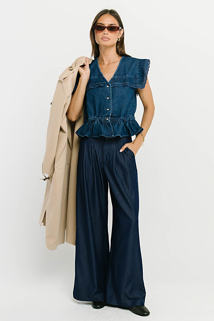 Joey Pleated Pants in Blue