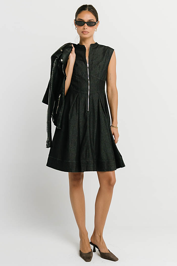 Jacee Denim Dress in Black