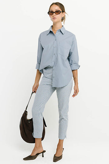 Madie Gingham Button Up in Blue