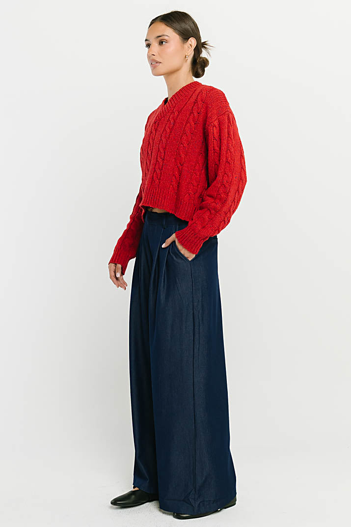 Joey Pleated Pants in Blue